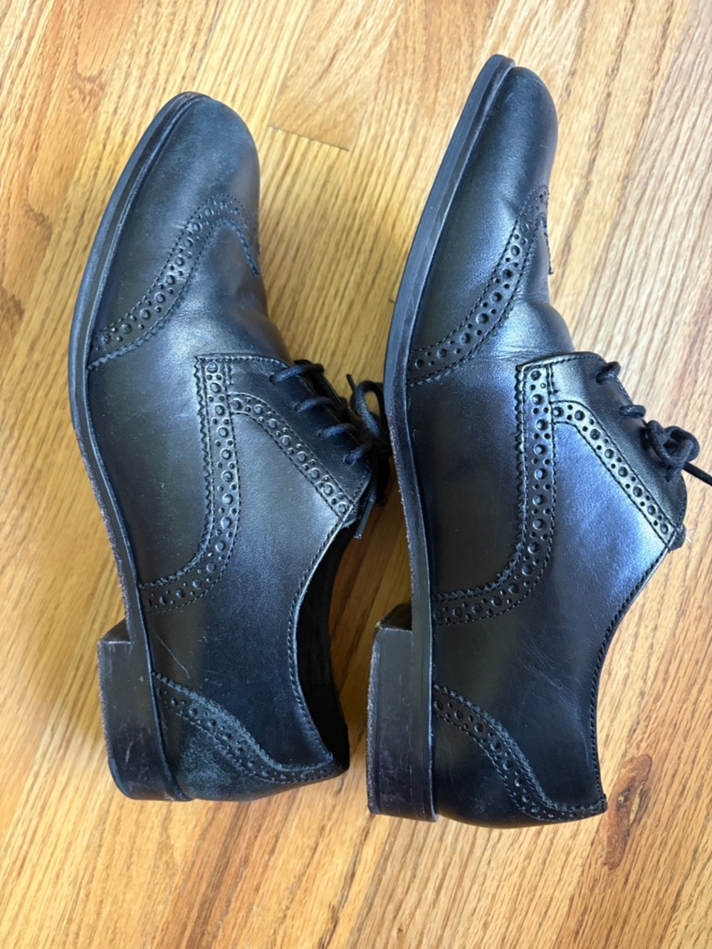 Cole Haan 7.5 Black Leather Brogue Derby Oxfords - Picture 3 of 8